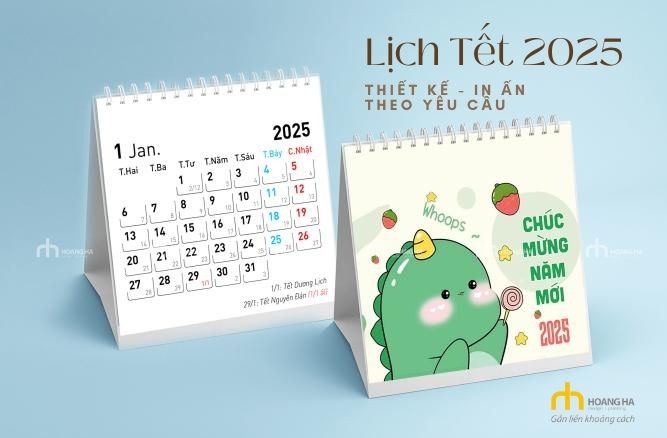 Thiết kế - in ấn lịch để bàn tết 2025 hoạt hình dễ thương